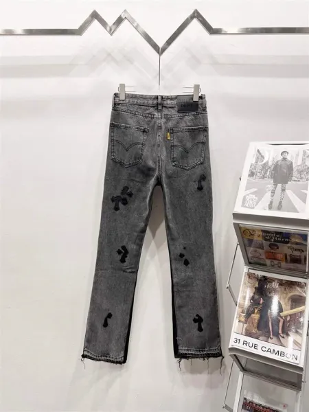 Design Snowflake Patchwork Wide-Leg Jeans Blue - 42