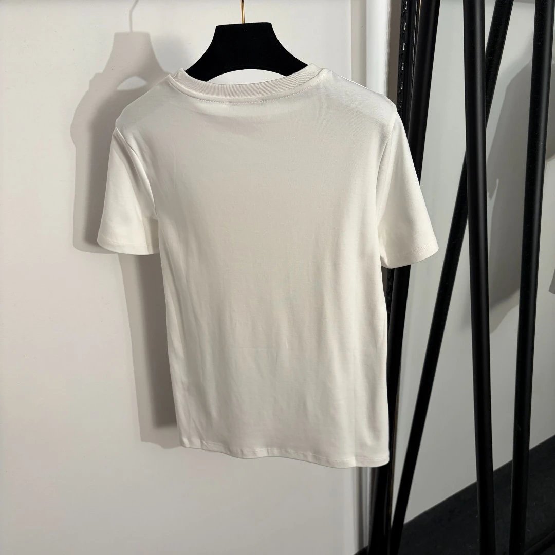 Max Mara T-Shirts Embroidered logo crew-neck short-sleeve T-shirt image 4