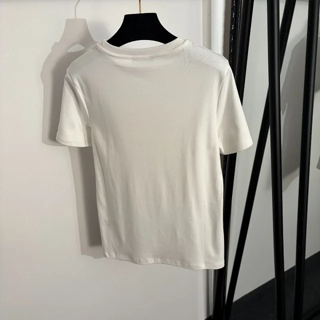 Max Mara T-Shirts Embroidered logo crew-neck short-sleeve T-shirt product detail image 3