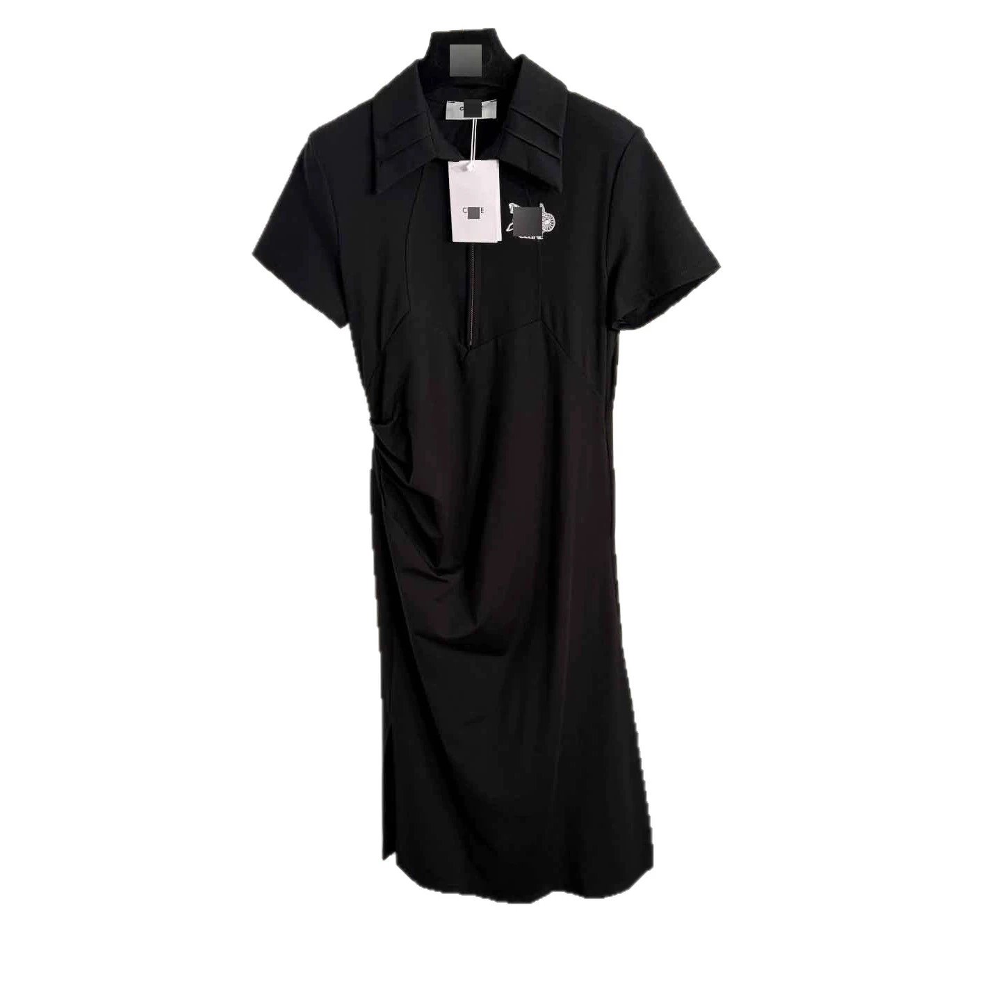 Unbranded Dresses Short-sleeve collared zip-front midi dress with side slit image 5