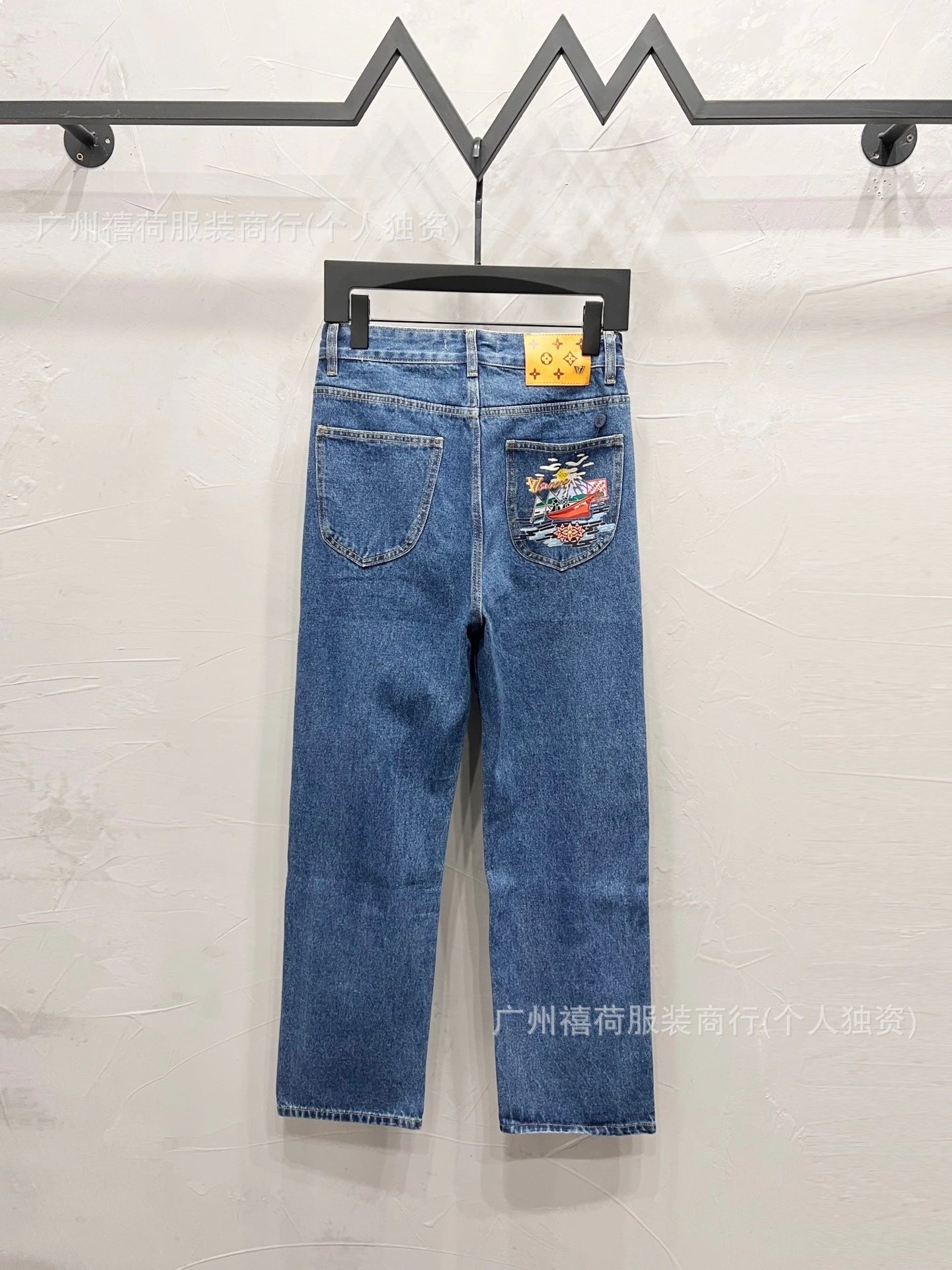 Louis Vuitton Jeans Straight-Leg Graphic Patch — M 2002 blue