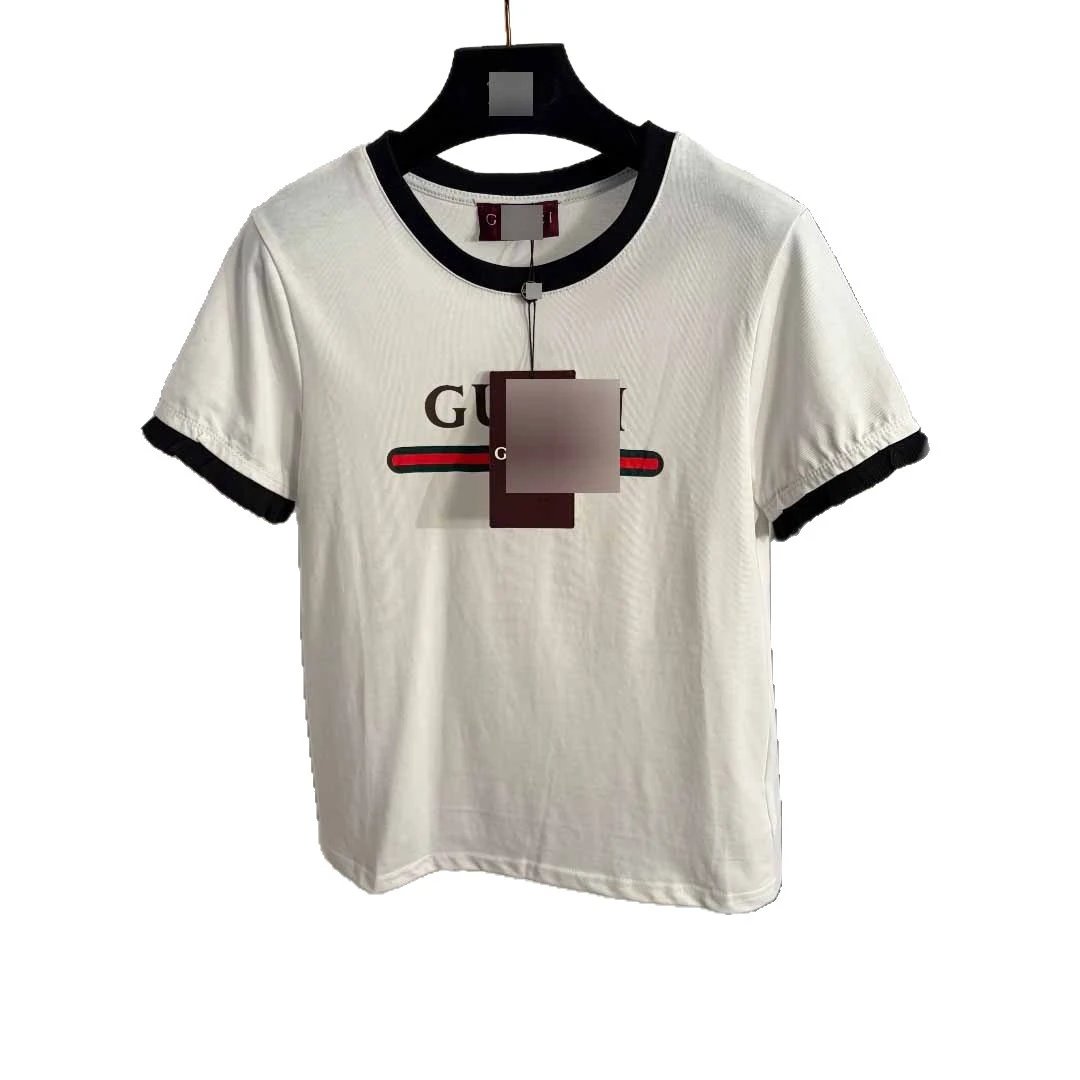 Gucci T-Shirts Ribbed contrast-trim logo-print crew-neck T-shirt image 5