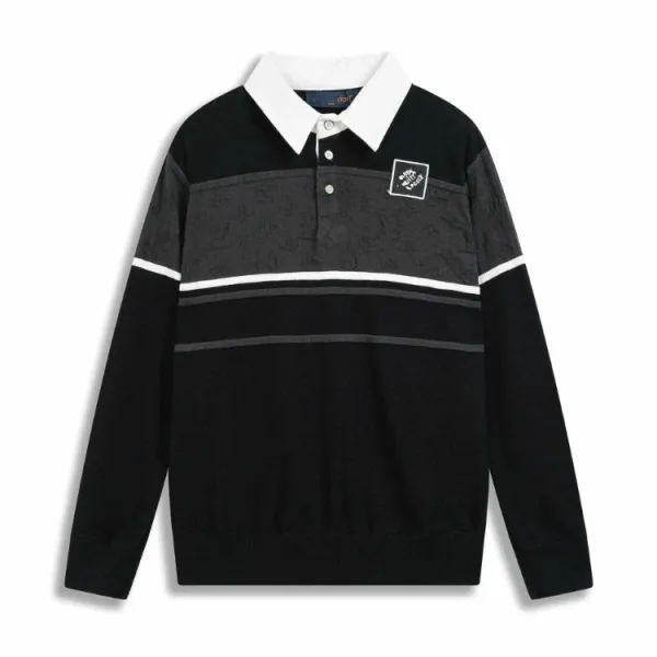 Design Knit Sweater with Pixelated Logo and Sleeve Motifs Gray - 4