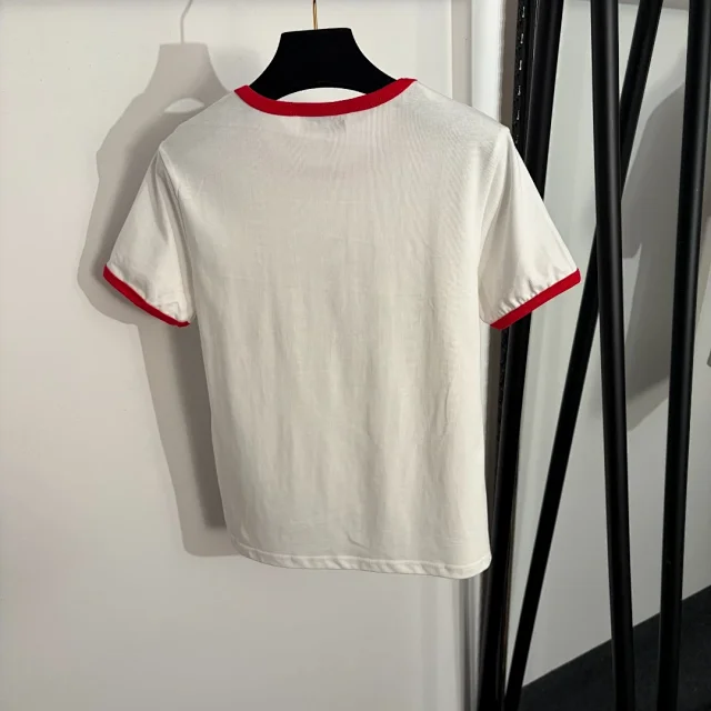 Celine T-Shirts Ringer T-Shirt with Crest Graphic product detail image 3