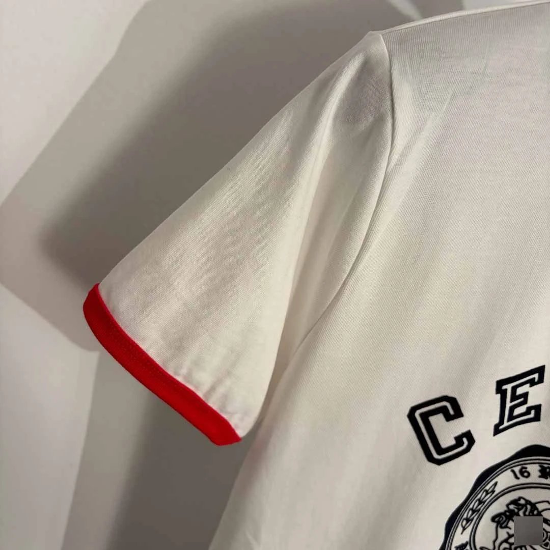 Celine Ringer T-Shirt White with Red Trim - 7