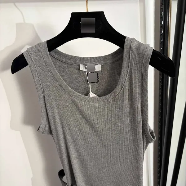 Design Ribbed Knit Twist Hem Tank Top White Vest Top - 6