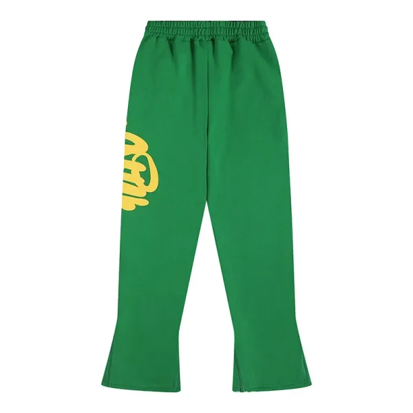 Design Graphic Sweatpants Green with Yellow Script Print - 29