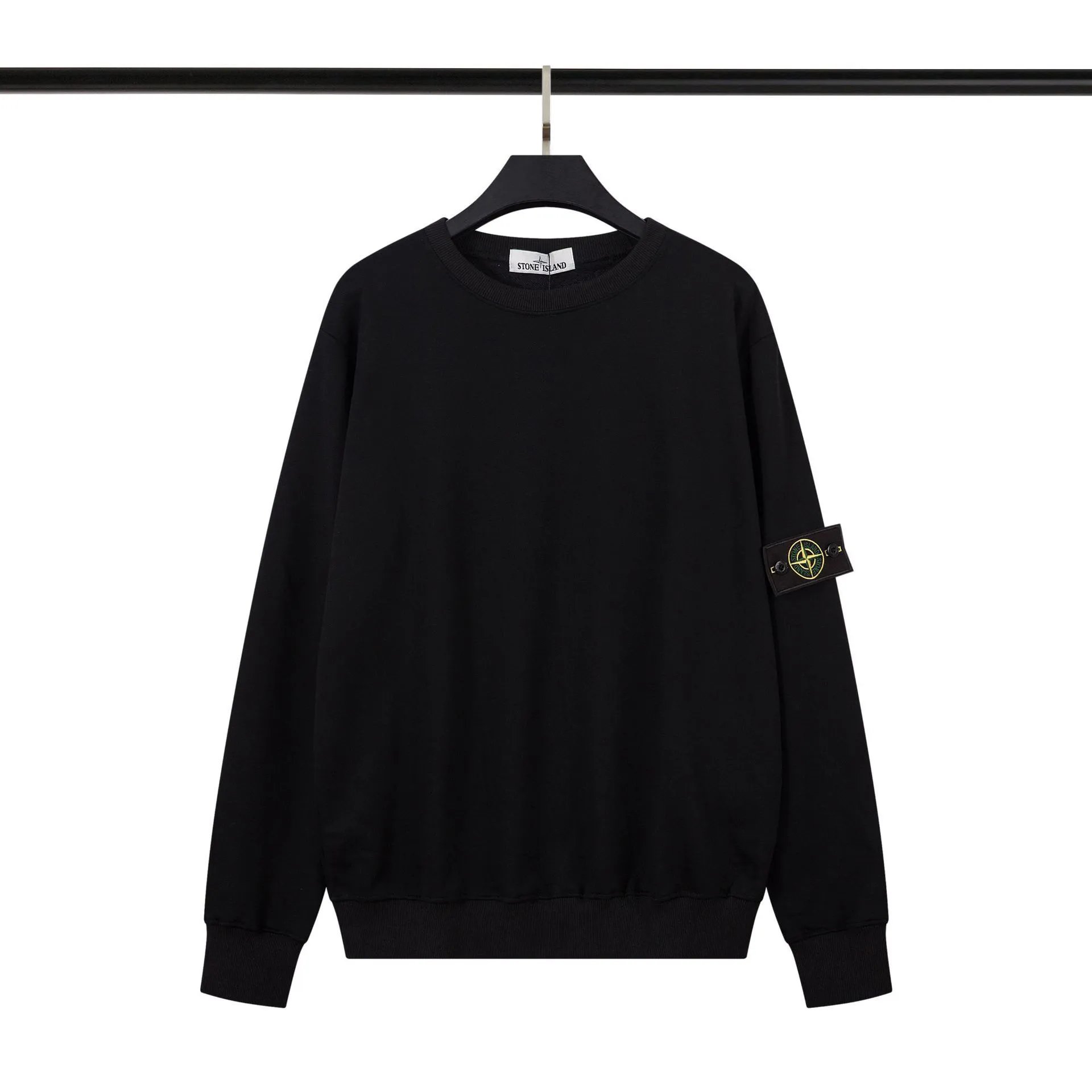 Stone Island Hoodies & Sweatshirts Crewneck Sweatshirt with Compass Badge — Black