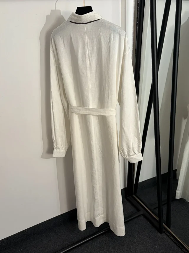 Unbranded Dresses Long-sleeve belted shirt dress with chest pockets product detail image 3