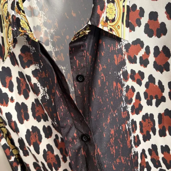 Versace Baroque Print Silk Shirt White Gold - 9
