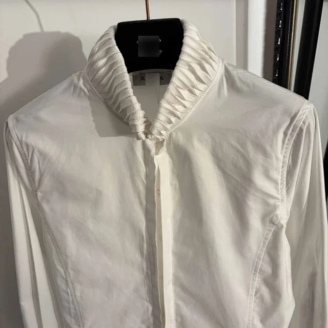 Unbranded Shirts Pleated Stand-Collar Long-Sleeve Shirt product detail image 4