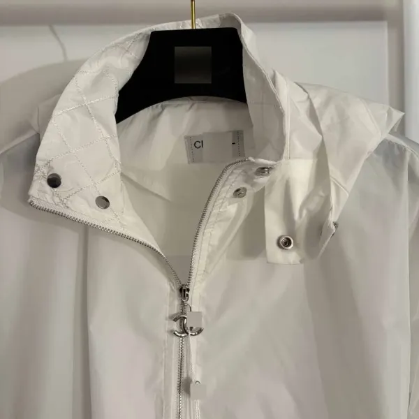 Chanel Hooded Windbreaker Jacket White Outerwear - 7