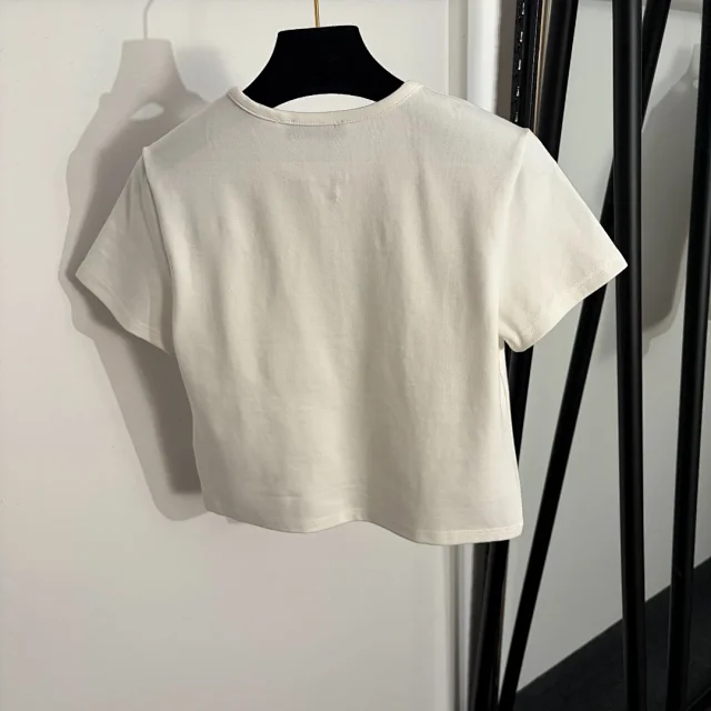 Prada T-Shirts Short-Sleeve Half-Zip Triangle-Plaque T-Shirt product detail image 3