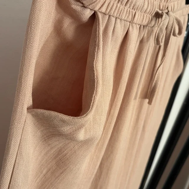 Unbranded Matching Sets Long-sleeve collared button-up shirt with chest pocket and drawstring wide-leg trousers product detail image 9