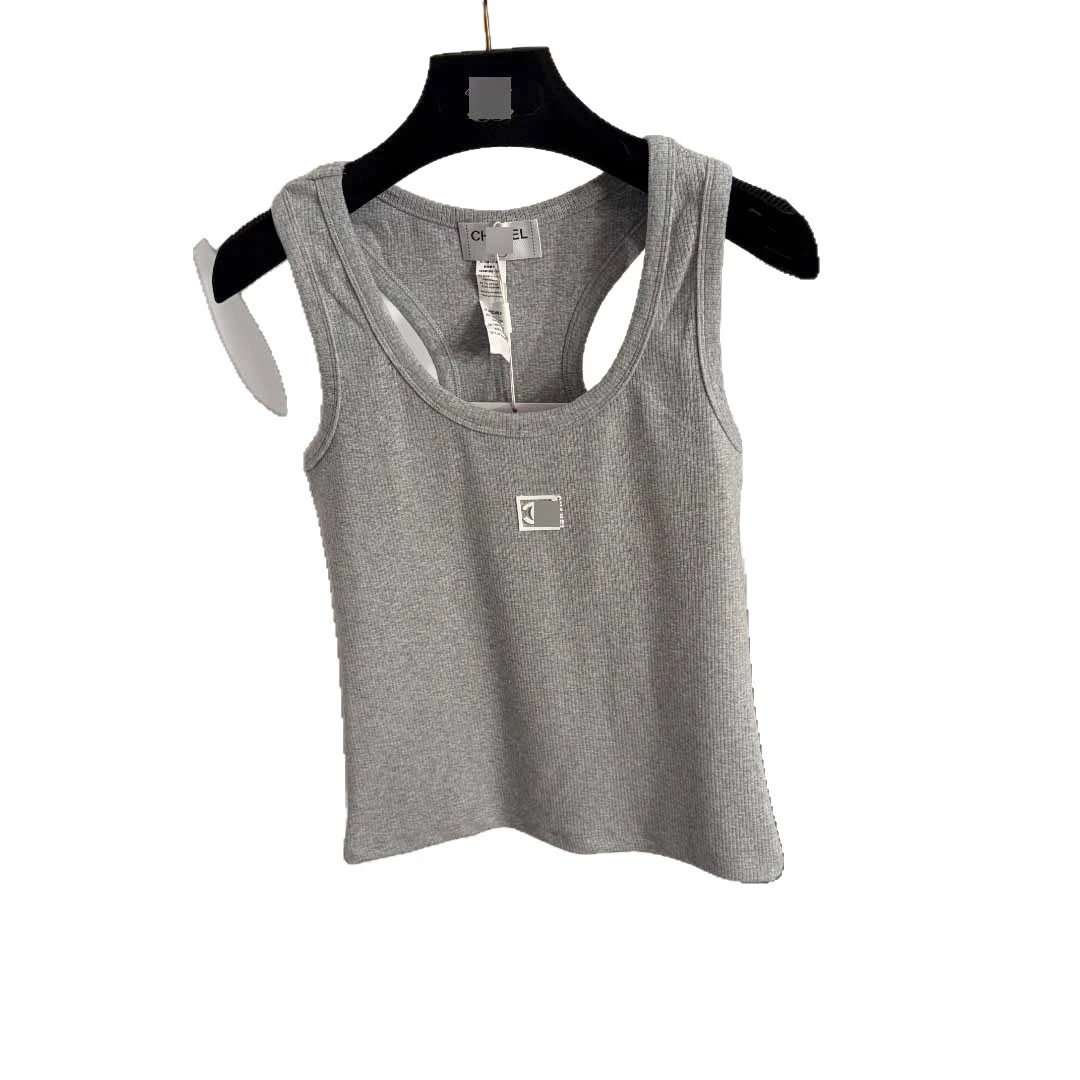 Chanel Vests Ribbed Scoop-Neck Tank Vest with Logo Patch image 5