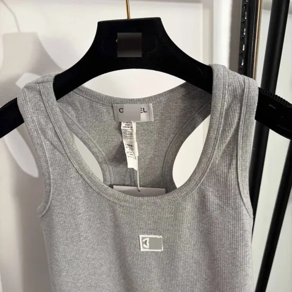 Chanel Ribbed Tank Top in Yellow Vest Top - 6
