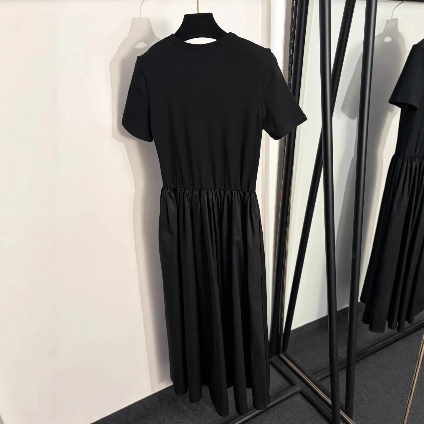 Celine Dresses Short-Sleeve Elastic-Waist Maxi Dress with Embroidered Chest Logo image 4