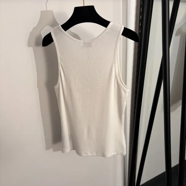 Saint Laurent Ribbed Tank Top Beige Vest-Top - 5