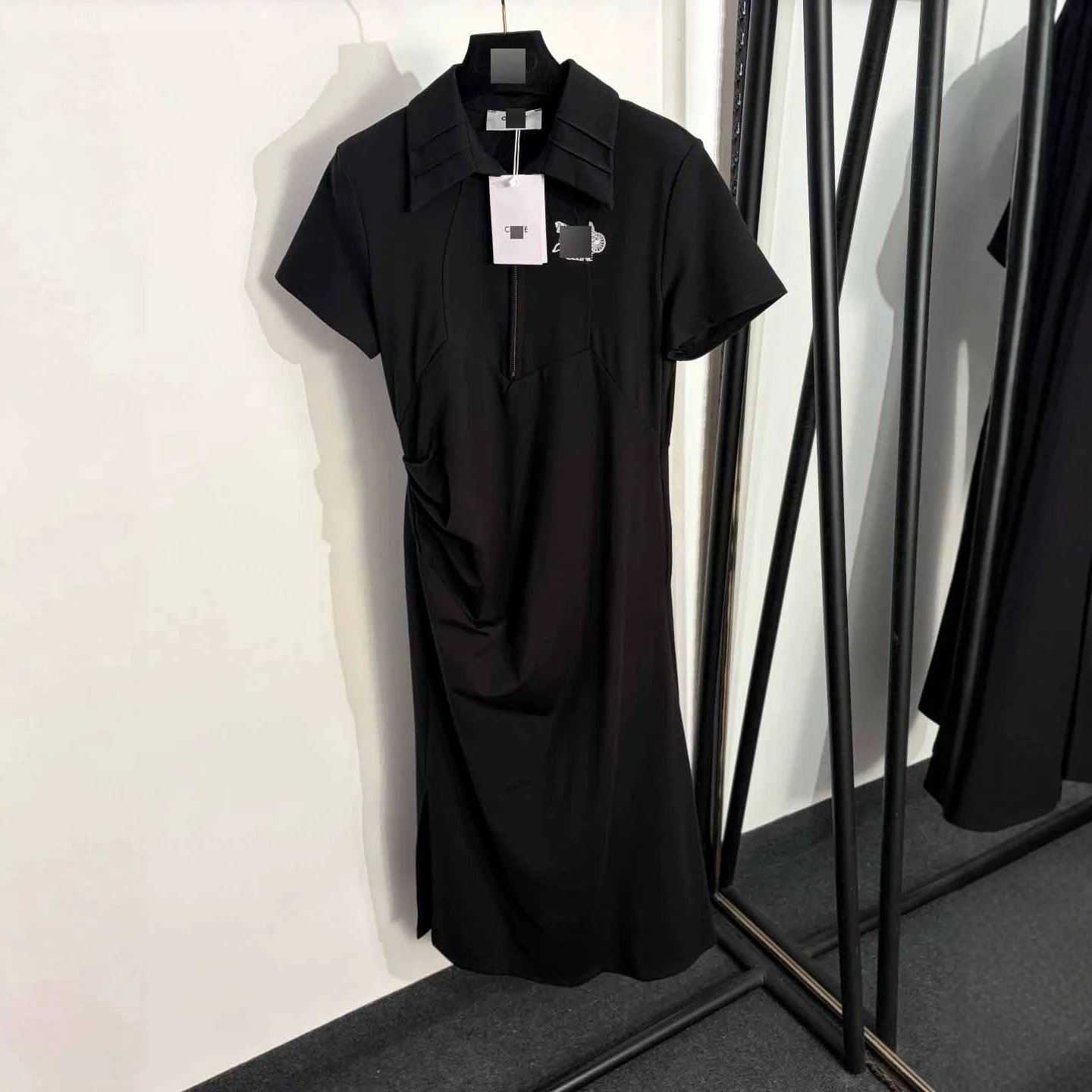 Unbranded Dresses Short-sleeve collared zip-front midi dress with side slit image 2