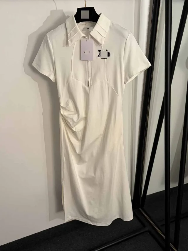 Unbranded Dresses Short-sleeve collared zip-front midi dress with side slit product detail image 2