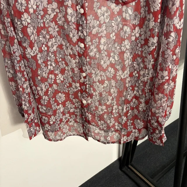 Miu Shirts Floral Print Long-Sleeve Shirt with Chest Pocket product detail image 5