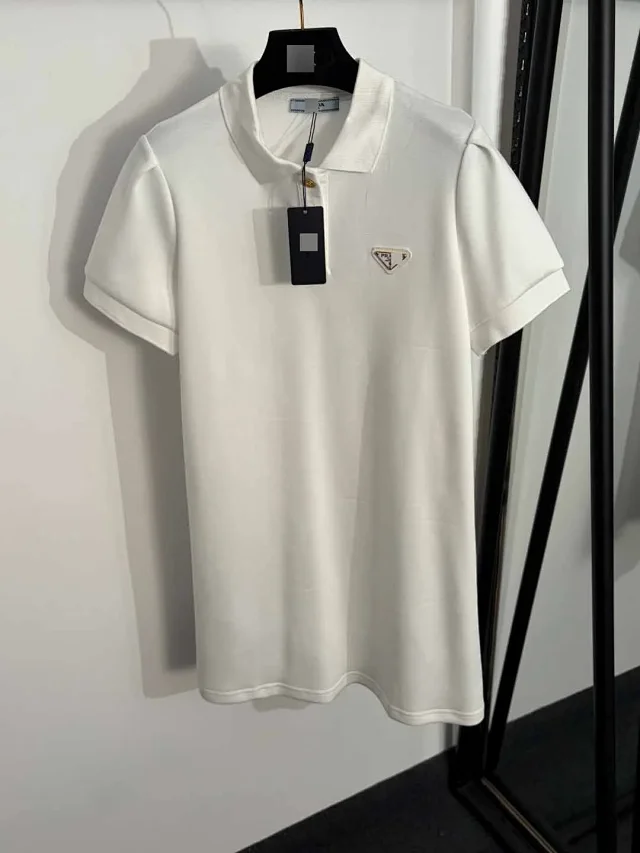 Prada Dresses Short-Sleeve Polo Dress with Triangle Logo Plaque product detail image 2