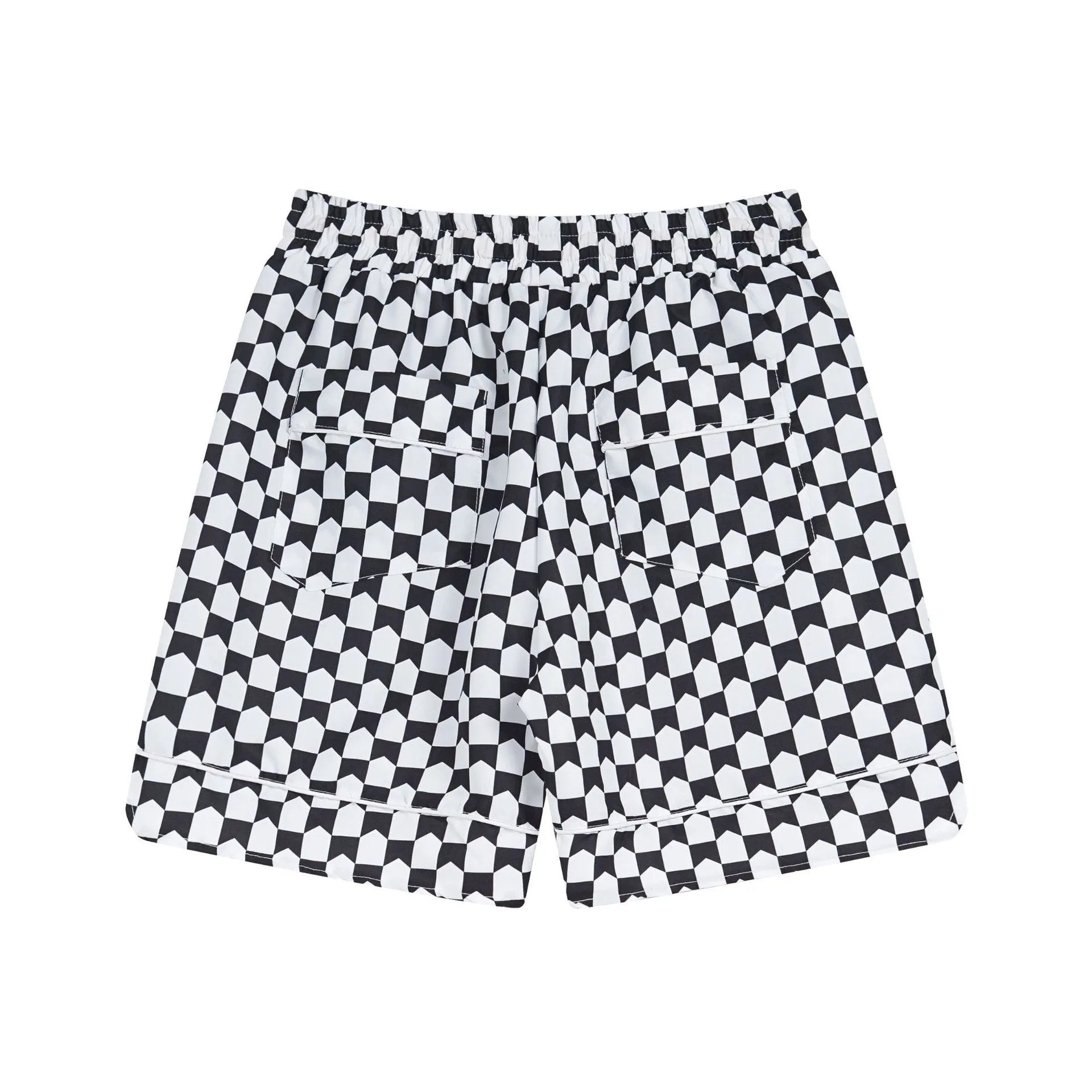 Rhude Checkerboard Print Shorts Black White - 10