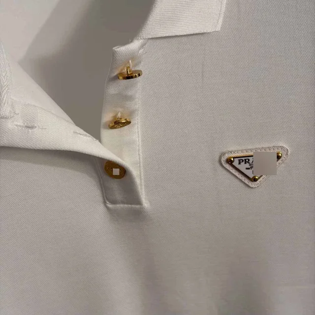 Prada Dresses Short-Sleeve Polo Dress with Triangle Logo Plaque product detail image 6
