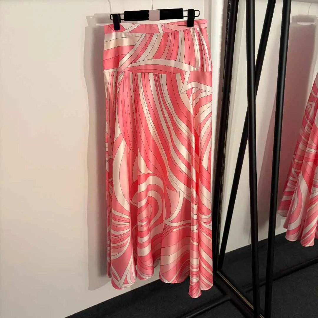 Prada Silk Shirt and Skirt Set Blue Abstract Print - 7