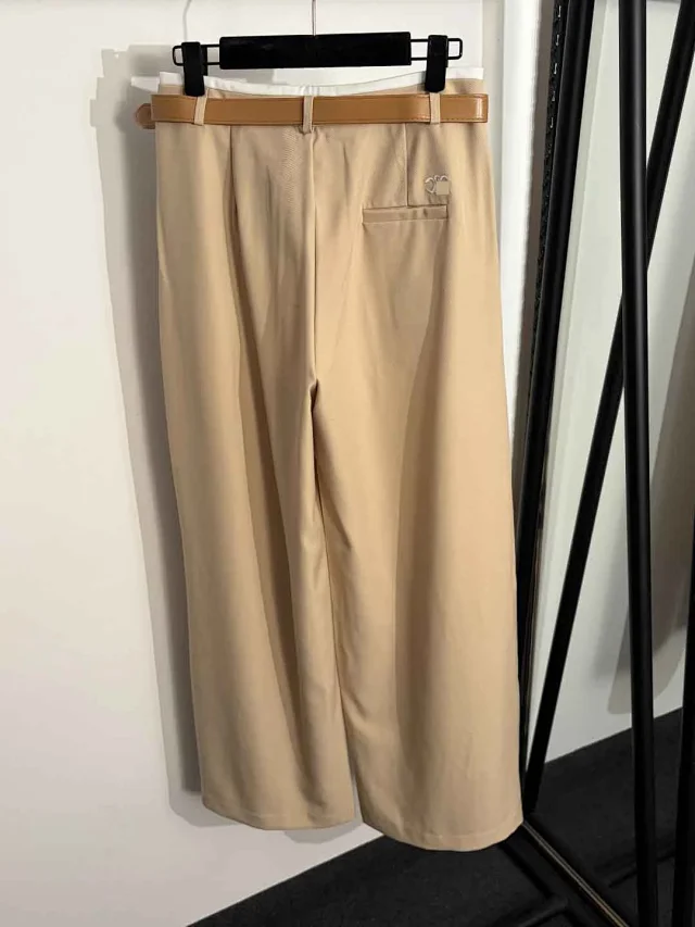 Unbranded Trousers High-Waist Wide-Leg with Belt product detail image 3