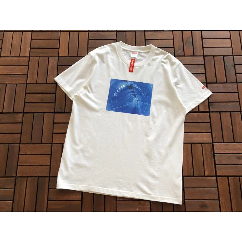 Supreme T-Shirts Short-Sleeve Graphic T-Shirt — B374 White Time Tunnel