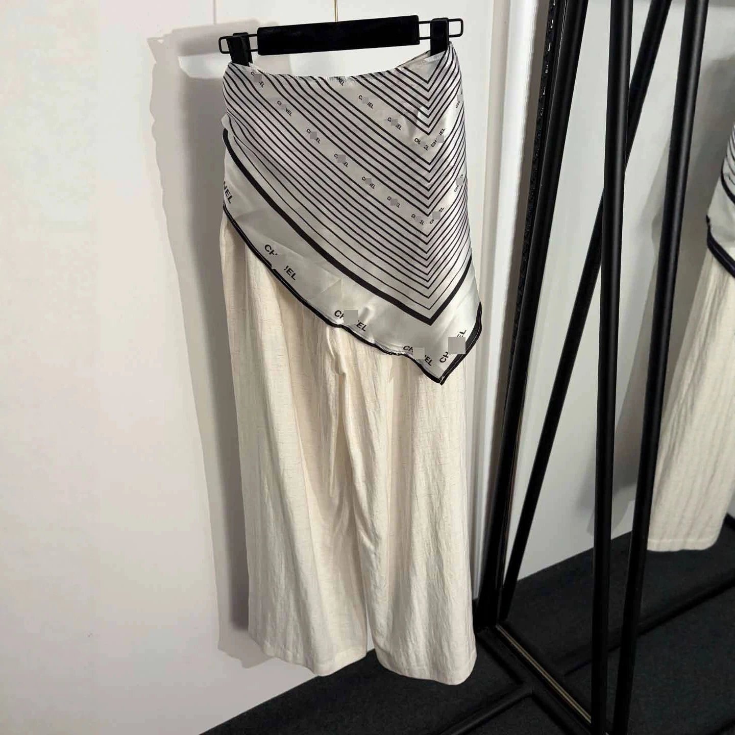 Chanel Trousers Wide-Leg with Logo-Print Scarf Waist Detail image 3