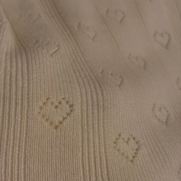 Miu Miu Knit Heart-Embroidered Cream Short-Sleeve Top - 9