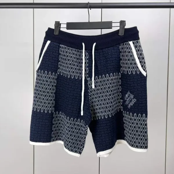 Design Knit Polo Shirt Navy with Geometric Pattern Tops Polo - 6