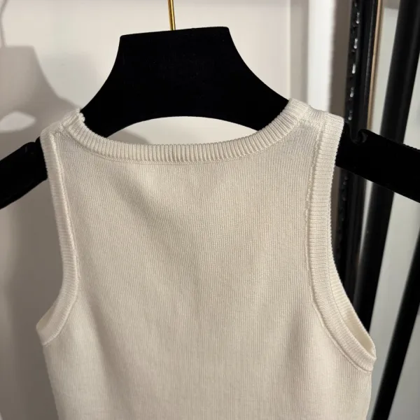 Chanel Knit Top with Pearl Embellishments White Sweater - 8