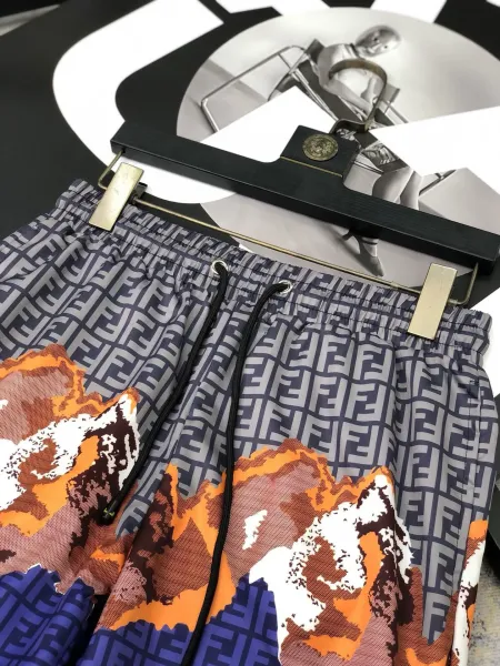 Fendi FF Logo Print Wave Motif Shorts Multicolor - 8