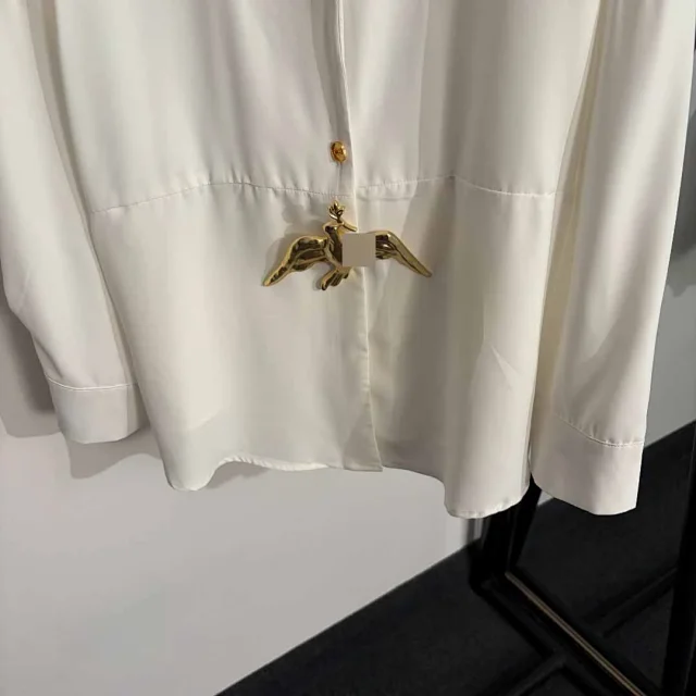 Unbranded Shirts Long-sleeve collared shirt with metal dove ornament product detail image 5