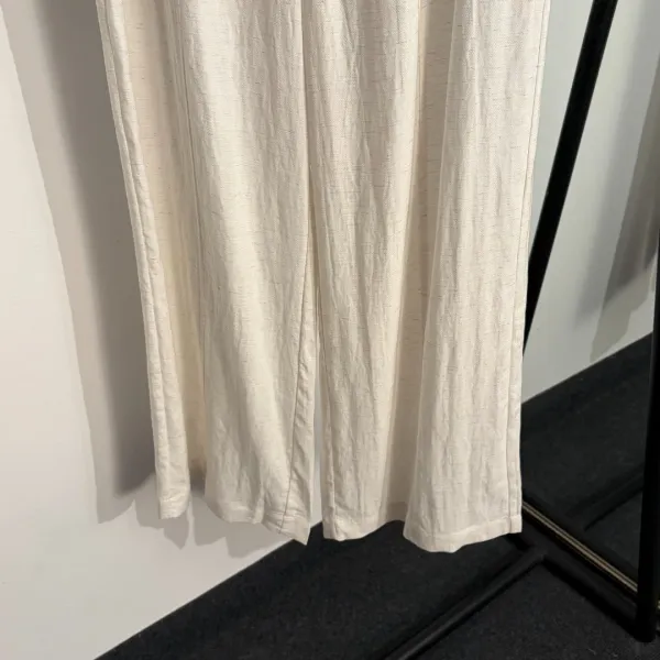 Chanel Silk-Trimmed Wide-Leg Linen Pants in Off-White - 6