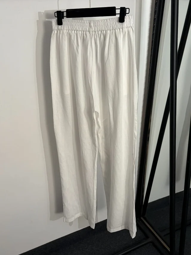 Unbranded Matching Sets Linen-look belted shirt and straight-leg trousers set product detail image 6
