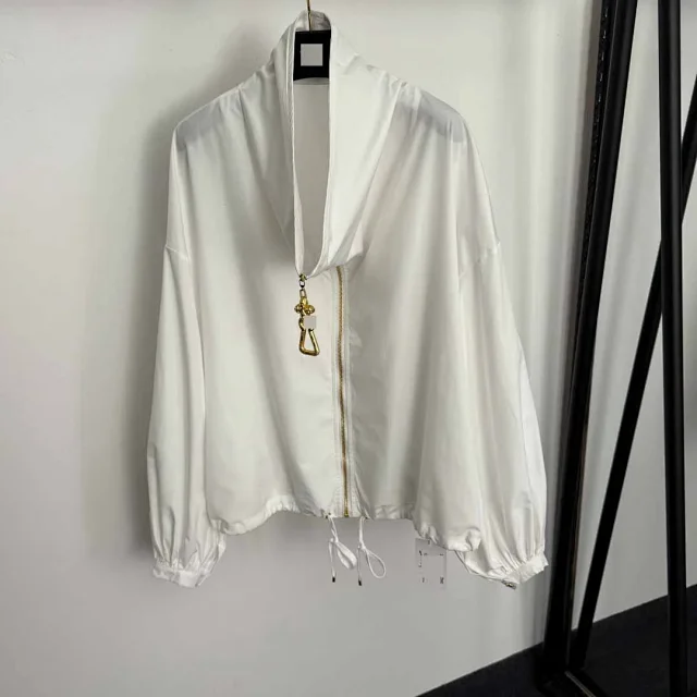 Unbranded Jackets Zip-front drawstring jacket with puff sleeves product detail image 2