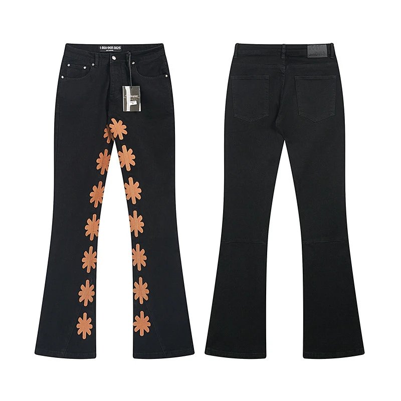 Unbranded Jeans Flared with floral appliqué — LS1005