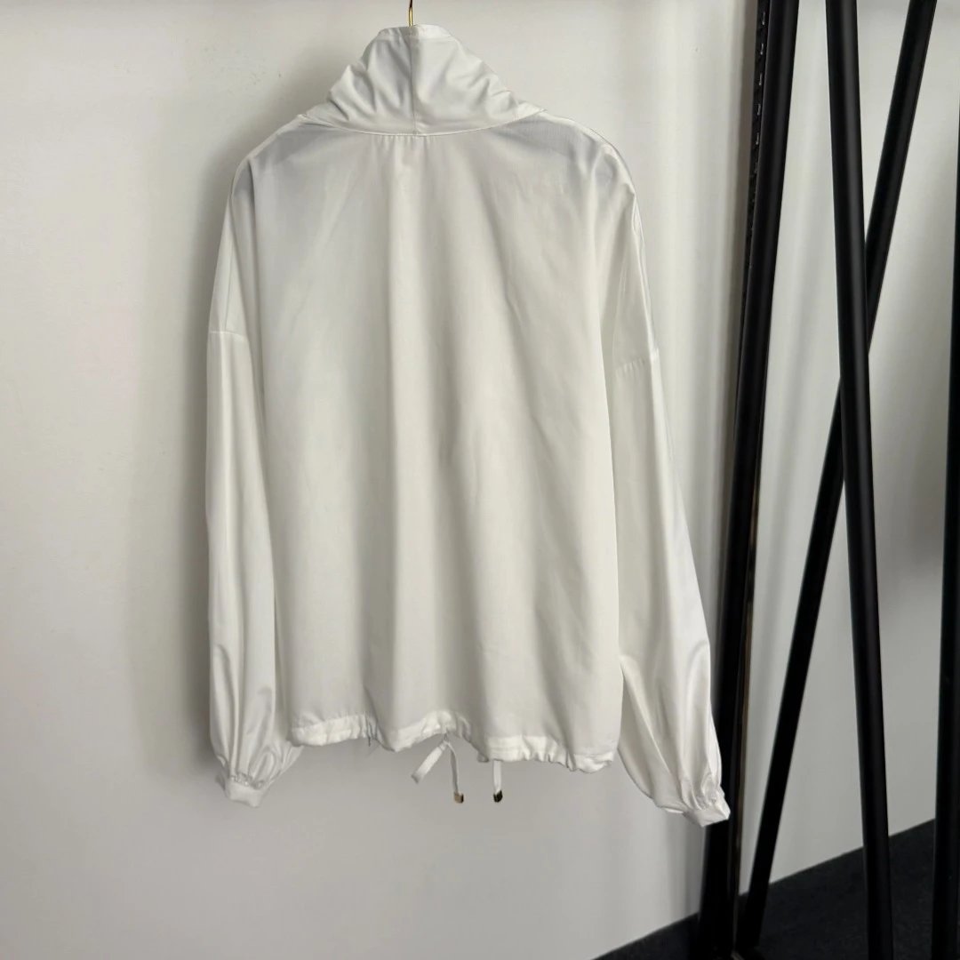 Design Oversized Hooded Windbreaker White Outerwear - 4