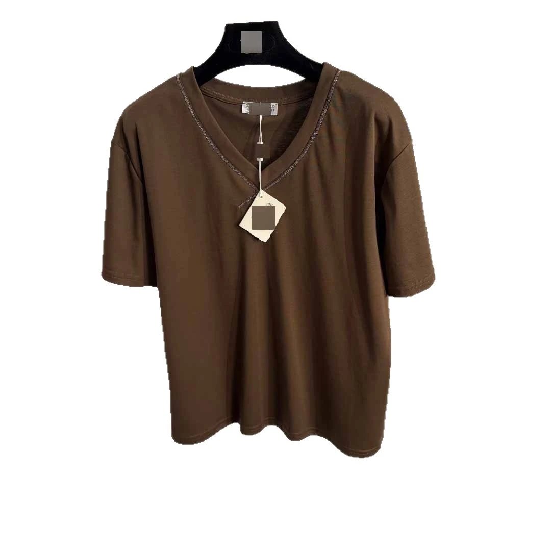 Unbranded T-Shirts V-neck short-sleeve chain-trim T-shirt image 5