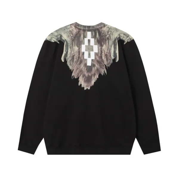 Design Feather Necklace Print Black Hoodie - 20