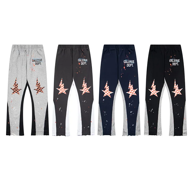 Galerie Dept. Trousers Paint-splatter graphic jogger with checkerboard star print and contrast side panels product detail image 3