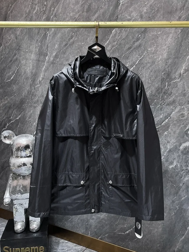 Chrome Hearts Jackets Hooded cross-patch nylon jacket product detail image 2