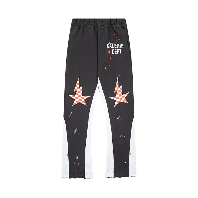 Galerie Dept. Trousers Paint-splatter graphic jogger with checkerboard star print and contrast side panels product detail image 9