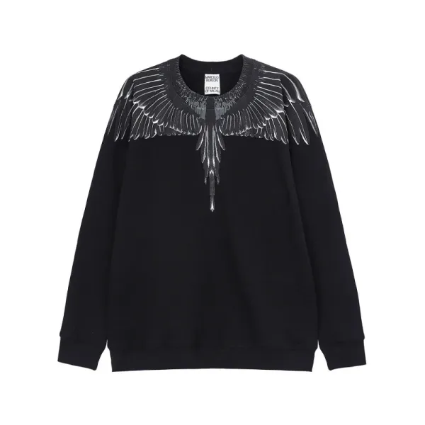 Design Feather Necklace Print Black Hoodie - 58
