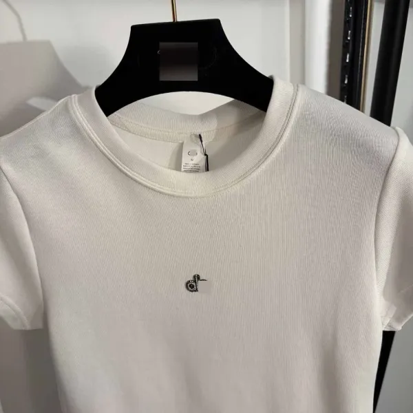 Design Ribbed Cropped T-Shirt White - 5