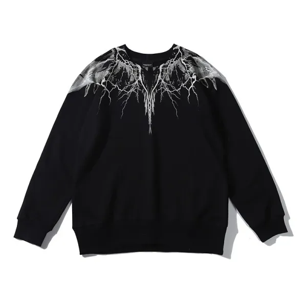 Design Feather Necklace Print Black Hoodie - 70